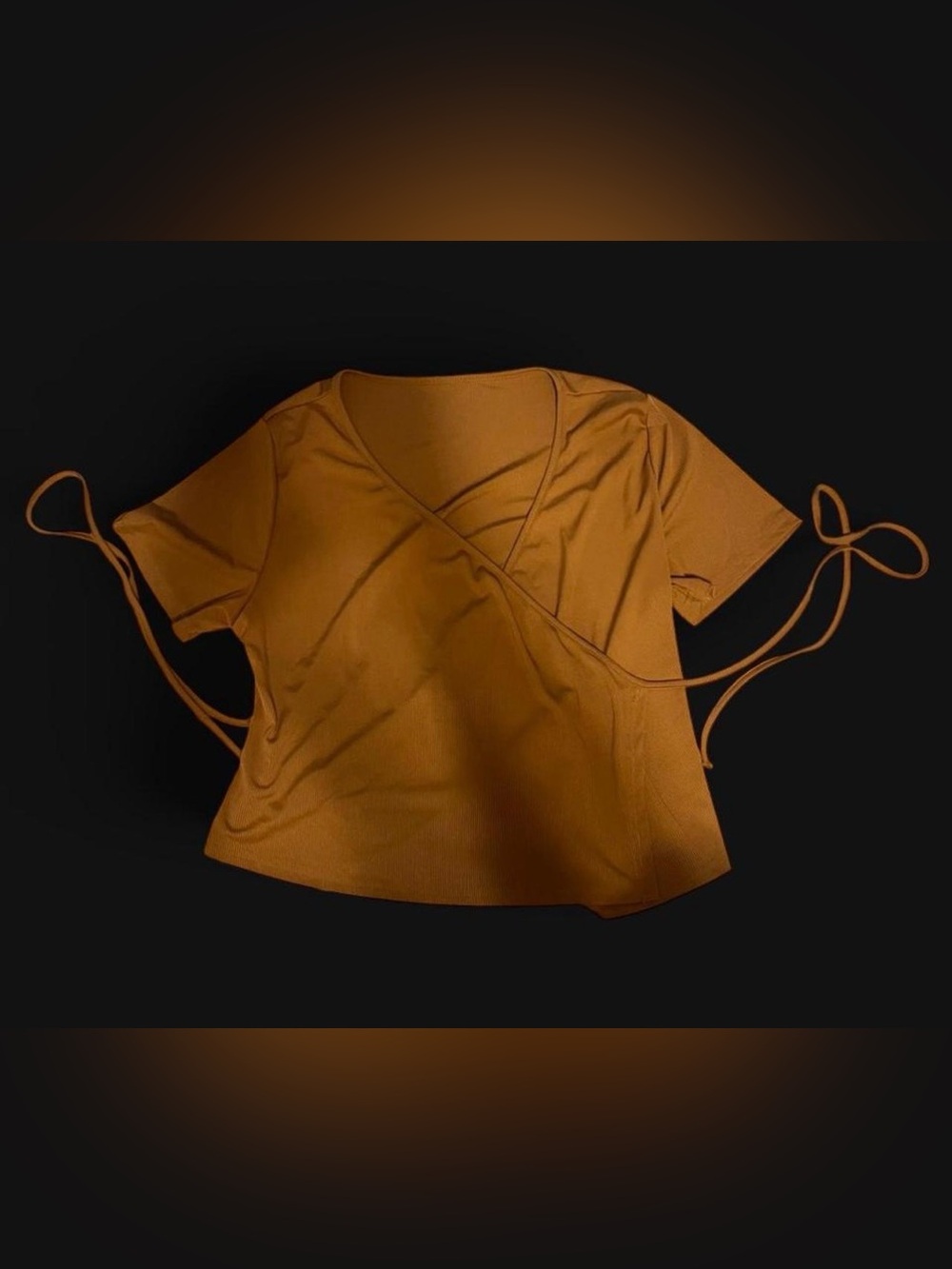 SHEIN Rust-Orange Wrap Short Sleeve Tie Top